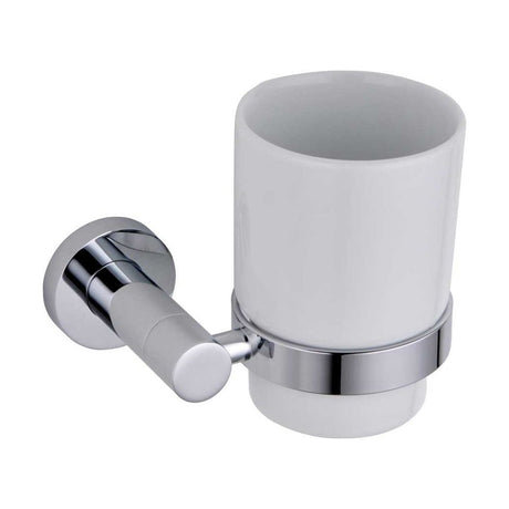 [BBRAFB32] Modern Wall Mounted Tumbler Holder with Ceramic Cup - Chrome, 108 x 98 x 95mm - Cutout