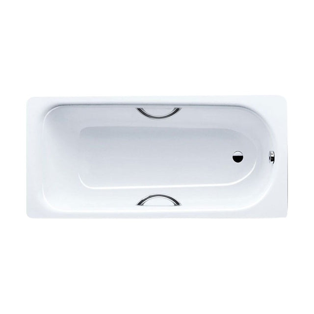 [BBS1001] Balterley Single Ended Rectangular Steel Enamel Bath Twin Grip Holes, 1700x700mm - Alpine White - Cutout