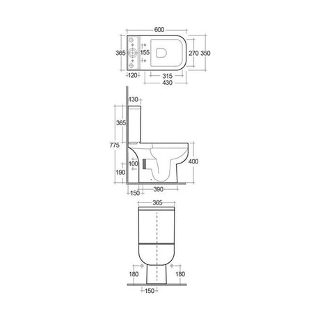 [BBS600PAKNS] Series 600 WC Pack w/o Seat - Technical Drawing