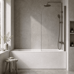 [BBSC17] Contemporary 6mm Toughened Safety Glass Round Bath Screen - 1430 x 790mm - Silo