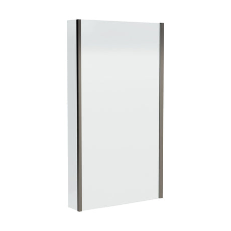[BBSC27] Contemporary 6mm Toughened Safety Glass Square Fixed Bath Screen with Fixed Return - 1400 x 815 x 160mm - Brushed Pewter - Cutout