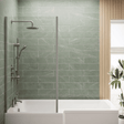 [BBSC27] Contemporary 6mm Toughened Safety Glass Square Hinged Bath Screen with Fixed Return, Choice of Colour - Silo