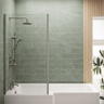 [BBSC27] Contemporary 6mm Toughened Safety Glass Square Hinged Bath Screen with Fixed Return, Choice of Colour - Silo