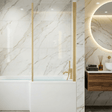[BBSCBS28] Contemporary 6mm Toughened Safety Glass Reversible L-Shaped Bath Screen Fixed - Silo
