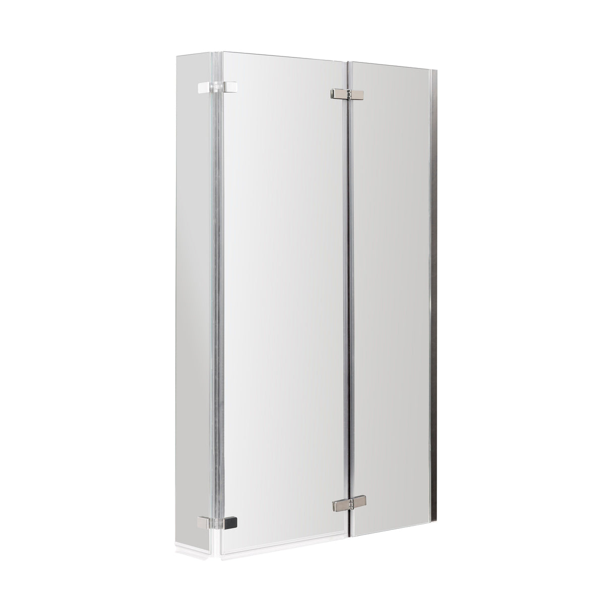 [BBSCBS3] 6mm Toughened Safety Glass Reversible L-Shaped Bath Screen Double Hinged - Chrome - Cutout