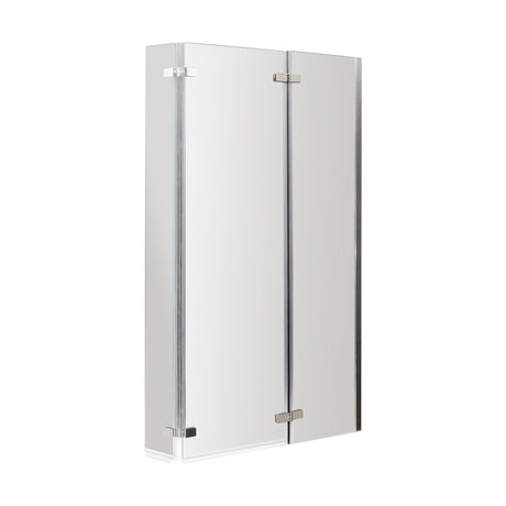 [BBSCBS3] 6mm Toughened Safety Glass Reversible L-Shaped Bath Screen Double Hinged - Chrome - Cutout