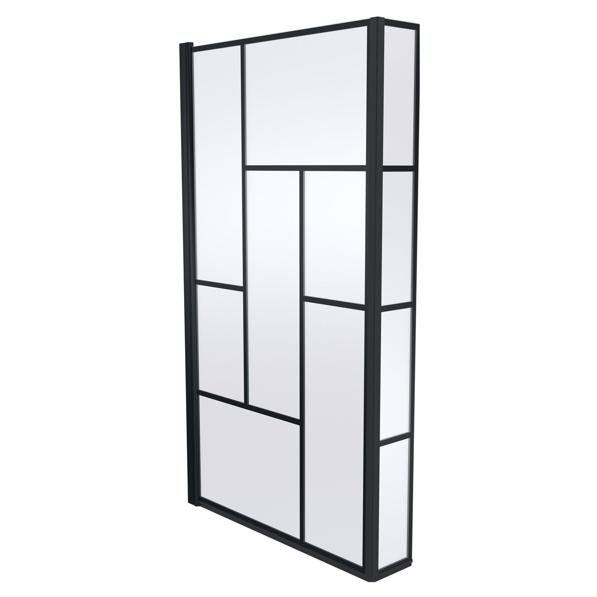 [BBSCBS7BB] Black Reversible Square L Shape 6mm Toughened Safety Glass Bath Screen, 1430 x 808 x 150mm - Cutout