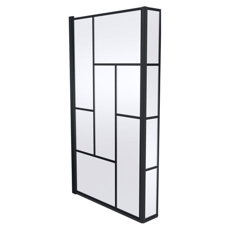 [BBSCBS7BB] Black Reversible Square L Shape 6mm Toughened Safety Glass Bath Screen, 1430 x 808 x 150mm - Cutout