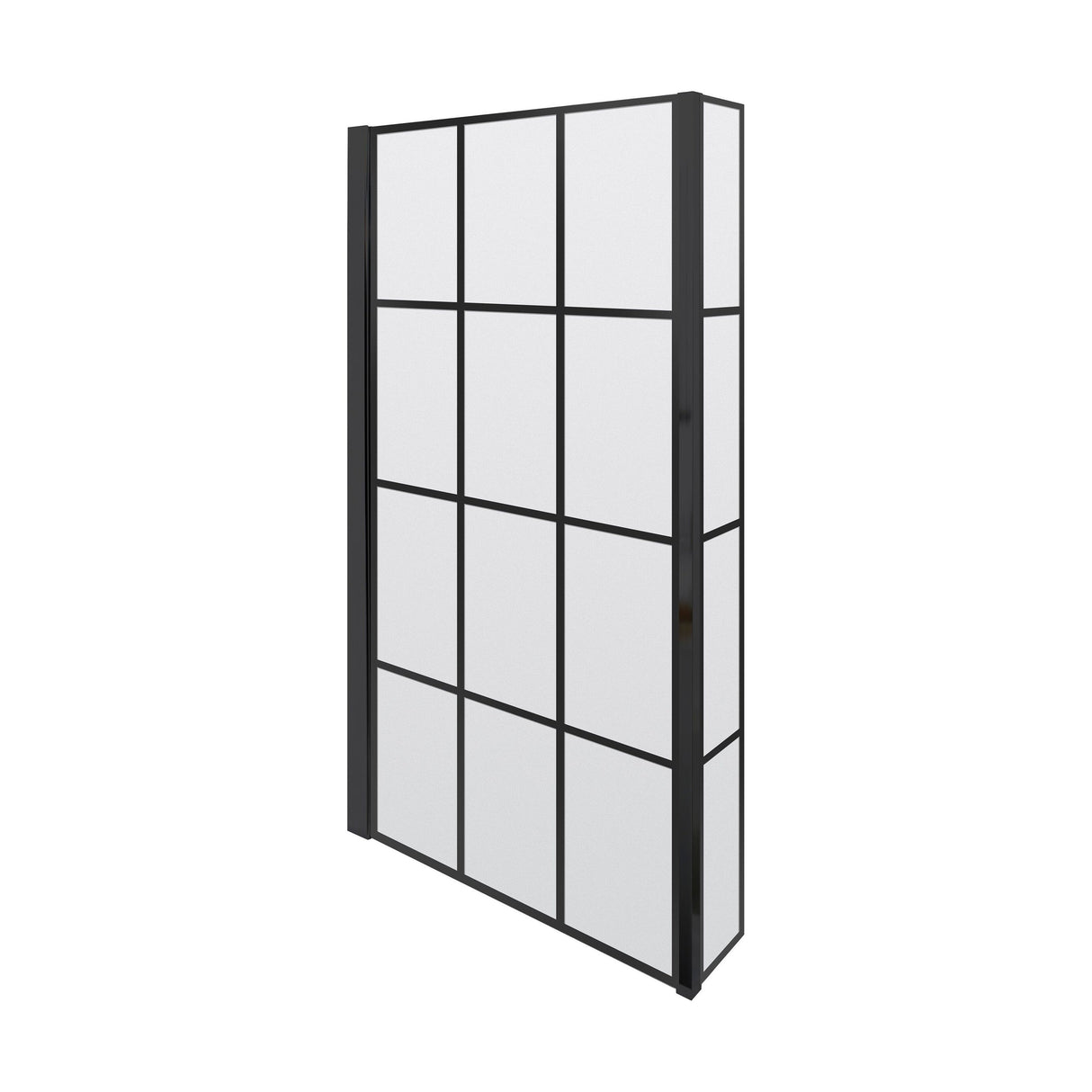 [BBSCBS7BF] Black Frame 6mm Glass L Shaped Shower Bath Screen 1430 x 795 x 150mm - Cutout