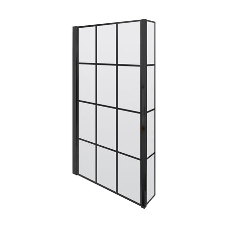 [BBSCBS7BF] Black Frame 6mm Glass L Shaped Shower Bath Screen 1430 x 795 x 150mm - Cutout