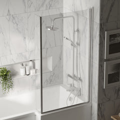 [BBSCBS7] Chrome 6mm Toughened Safety Glass Reversible L-Shaped Bath Hinged Screen - Lifestyle 3