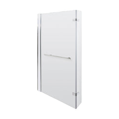 [BBSCBSR1] 6mm Toughened Safety Glass Reversible L-Shaped Bath Fixed Screen Hinged Return with Rail - Chrome - Cutout