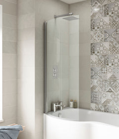 [BBSCCS0] Contemporary Curved 6mm Toughened Safety Glass Reversible P-Bath Bath Shower Screen - Lifestyle 1