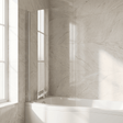 [BBSCCS0] Contemporary Curved 6mm Toughened Safety Glass Reversible P-Bath Bath Shower Screen - Silo