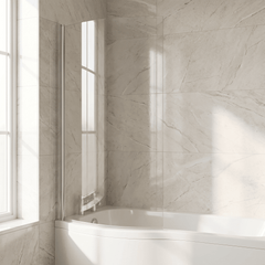 [BBSCCS0] Contemporary Curved 6mm Toughened Safety Glass Reversible P-Bath Bath Shower Screen - Silo