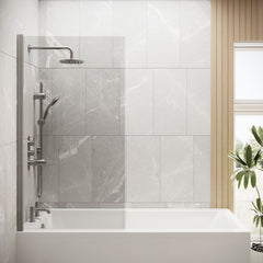 [BBSCQGM] Contemporary Square 6mm Hinged Bath Screen, 1430 x 790mm, Choice of Finish - Lifestyle 1