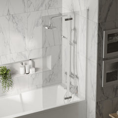 [BBSCRSS1] Chrome 5mm Toughened Safety Glass Centre Hinged Shower Bath Screen - Lifestyle 3