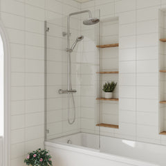 [BBSCRSSQ] Chrome 5mm Toughened Safety Glass Hinged Shower Bath Screen - Lifestyle 2