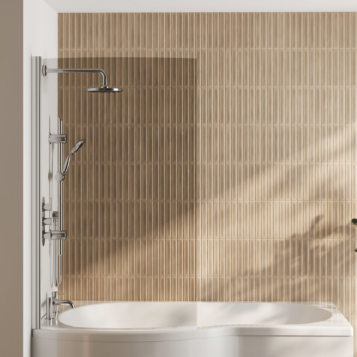 [BBSCS1] Contemporary Curved 6mm Toughened Safety Glass Reversible B-Bath Screen - Lifestyle 1