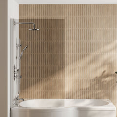 [BBSCS1] Contemporary Curved 6mm Toughened Safety Glass Reversible B-Bath Screen - Lifestyle 1
