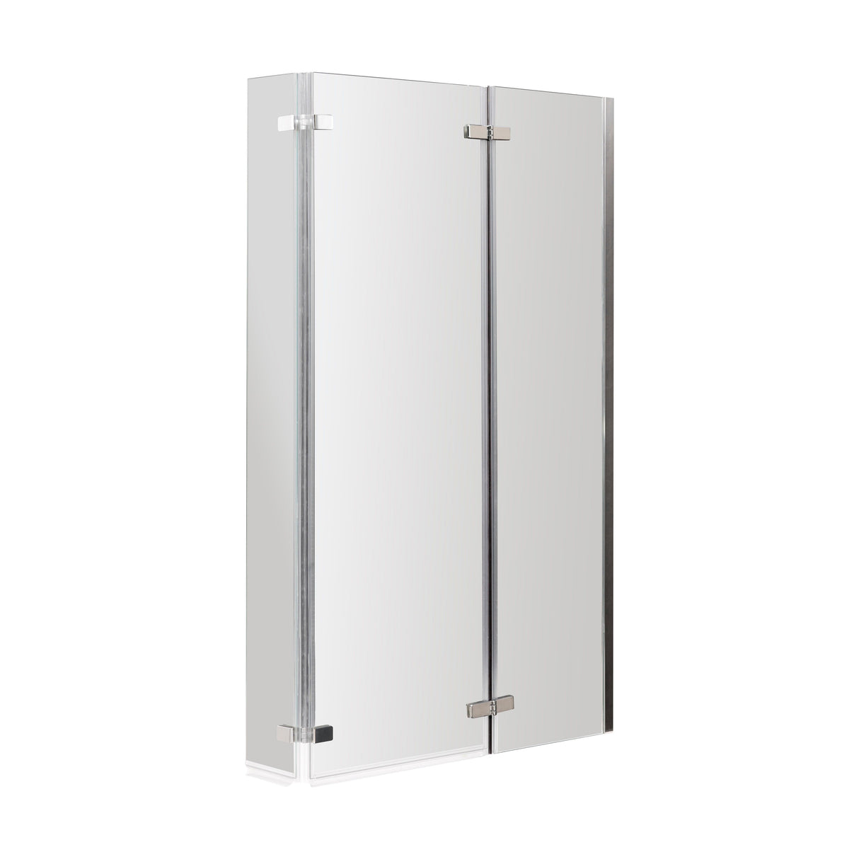 [BBSCSBS0] 5mm Toughened Safety Glass Centre Hinged L Shaped Shower Bath Screen - Chrome - Cutout