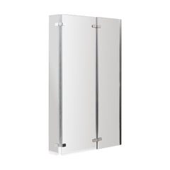 [BBSCSBS0] 5mm Toughened Safety Glass Centre Hinged L Shaped Shower Bath Screen - Chrome - Cutout