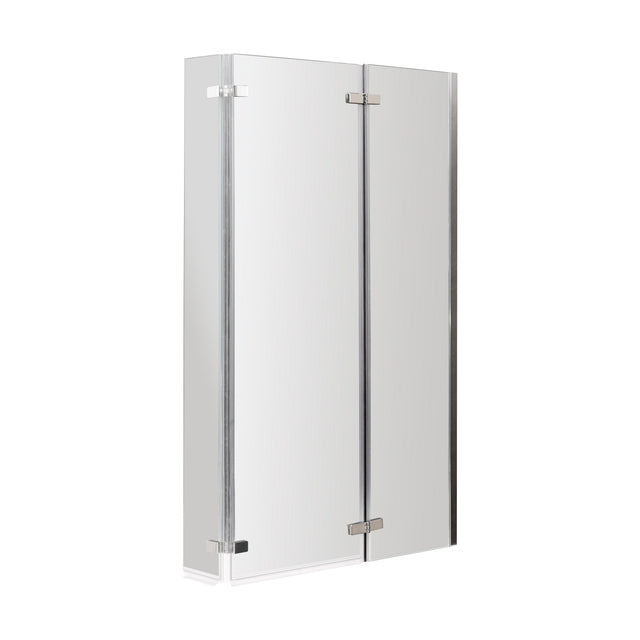 [BBSCSBS0] 5mm Toughened Safety Glass Centre Hinged L Shaped Shower Bath Screen - Chrome - Cutout