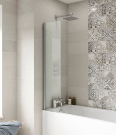 [BBSCSF1] Balterley Modern Fixed 6mm Toughened Safety Glass Reversible Bath Screen, 350mm - Chrome - Lifestyle 1