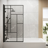 Modern Square Abstract Bath Shower Screen – Black, 830 x 1520 x 38 mm