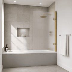 [BBSCSQ7FLBB] Contemporary 8mm Toughened Safety Glass Square Hinged Fluted Bath Screen, 1520 x 830 x 24mm - Choice of Colour - Lifestyle 1