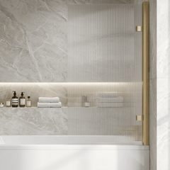 [BBSCSQ7FLBB] Contemporary 8mm Toughened Safety Glass Square Hinged Fluted Bath Screen, 1520 x 830 x 24mm - Choice of Colour - Silo