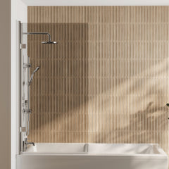 [BBSCSQ7] Contemporary 8mm Toughened Safety Glass Reversible Hinged Straight Shower Bath Screen - Choice of Colour - Lifestyle 1