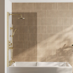 [BBSCSQ8] Contemporary Square 6mm Hinged Bath Screen, 1430 x 790mm, Choice of Finish - Lifestyle 1