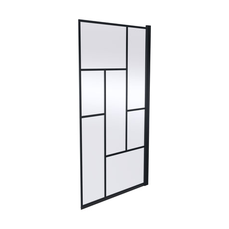 [BBSCSQBB] Balterley Abstract Modern Square 6mm Toughened Safety Glass Reversible Shower Bath Screen - Black - Cutout