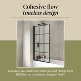 Black Framed Reversible Hinged Shower Bath Screen – 6 mm Toughened Safety Glass,  H: 1430 × W: 790 × D: 38 mm