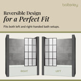 Black Framed Reversible Hinged Shower Bath Screen – 6 mm Toughened Safety Glass,  H: 1430 × W: 790 × D: 38 mm