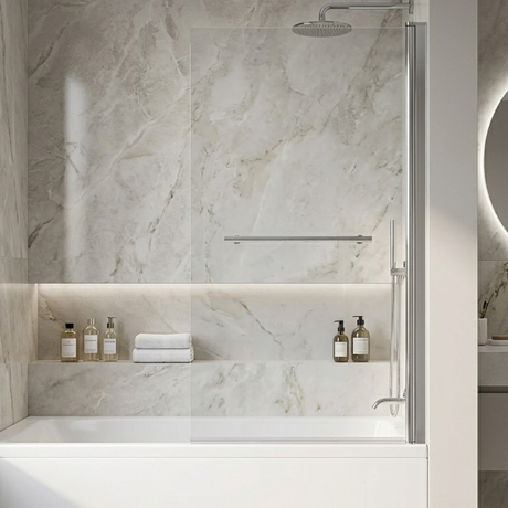Contemporary Square Bath Shower Screen - Choice of Style and Finish