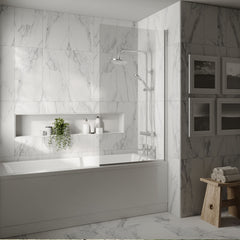 [BBSCSQ] Contemporary Square 6mm Hinged Bath Screen, 1430 x 790mm, Choice of Finish - Lifestyle 1