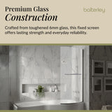 Curved 6mm Toughened Safety Glass Reversible B-Bath Screen