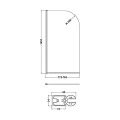 [BBSCSS115] Balterley Bath Screen - Technical Drawing