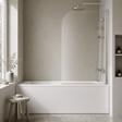 [BBSCSS1] Contemporary 6mm Toughened Safety Glass Round Bath Screen - 1430 x 790mm - Silo