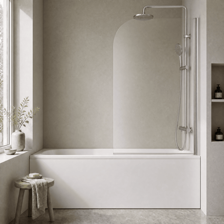 [BBSCSS1] Contemporary 6mm Toughened Safety Glass Round Bath Screen - 1430 x 790mm - Silo