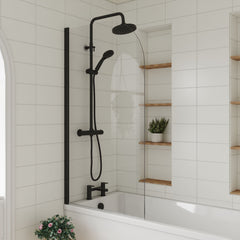 [BBSCSS7BP] Contemporary 6mm Toughened Safety Glass Round Bath Screen - 1430 x 790mm - Lifestyle 2