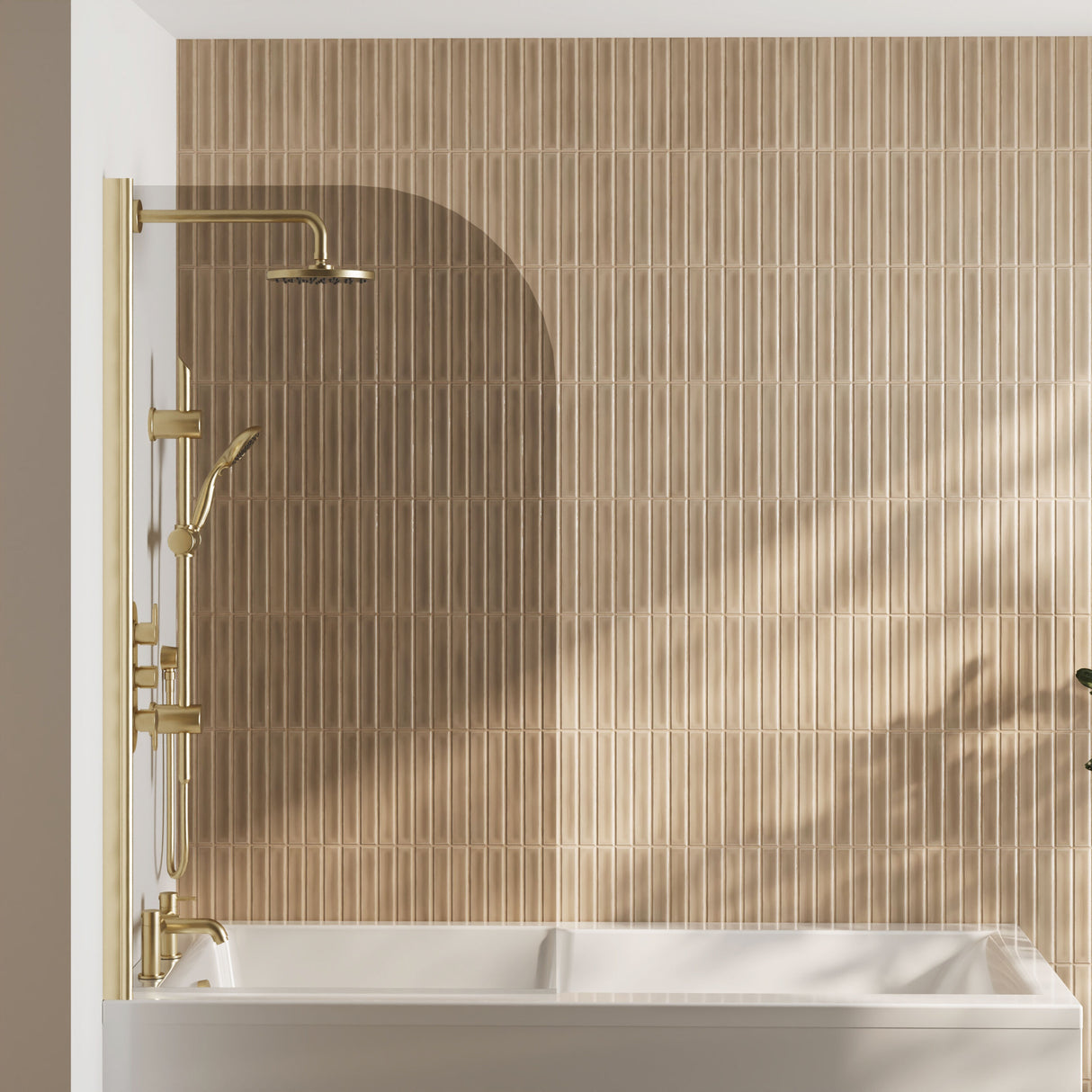 [BBSCSS8] Contemporary 6mm Toughened Safety Glass Round Bath Screen - 1430 x 790mm - Lifestyle 1