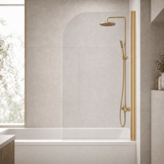 [BBSCSS8] Contemporary 6mm Toughened Safety Glass Round Bath Screen - 1430 x 790mm - Lifestyle 2