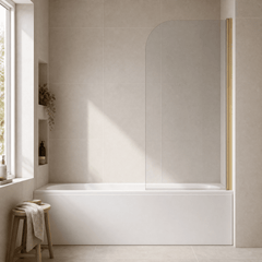 [BBSCSS8] Contemporary 6mm Toughened Safety Glass Round Bath Screen - 1430 x 790mm - Silo