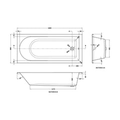 [BBSE015] Round Single Ended Eternalite Bath with Leg Set, Choice of Size - Technical Drawing