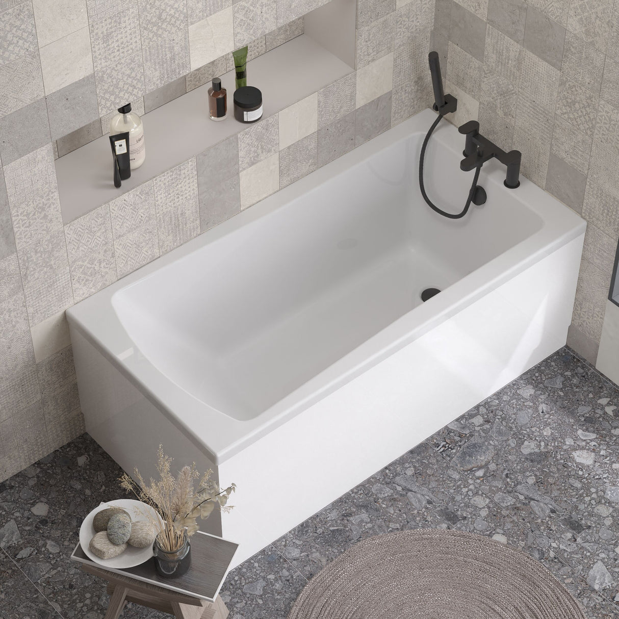 [BBSE404] Contemporary Square Single Ended Bath Tub & Leg Set - Multiple Sizes - Lifestyle 3