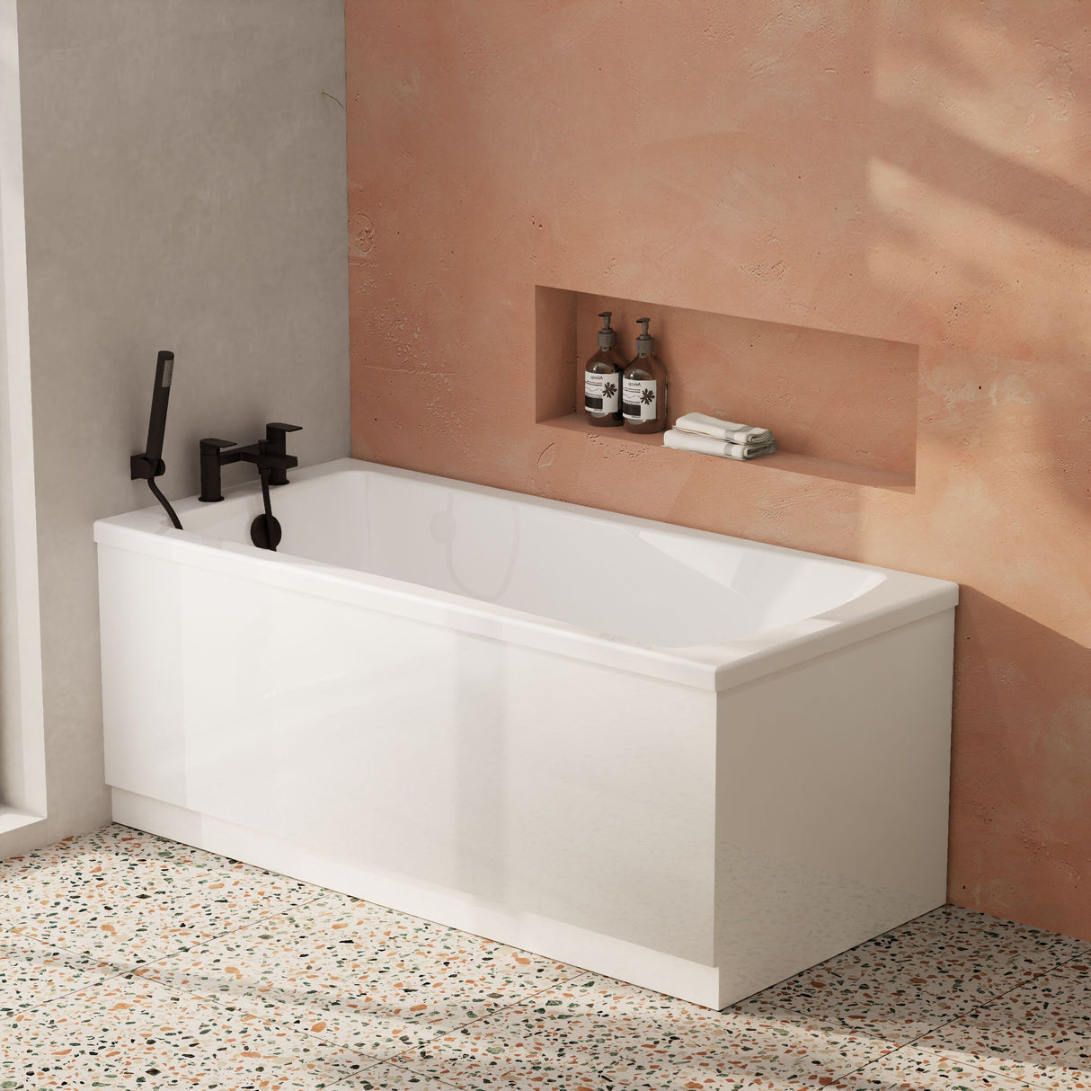 [BBSE405] Contemporary Square Single Ended Bath Tub & Leg Set - Multiple Sizes - Lifestyle 3