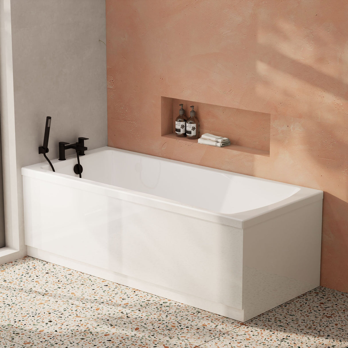[BBSE414] Contemporary Square Single Ended Bath Tub & Leg Set - Multiple Sizes - Lifestyle 3